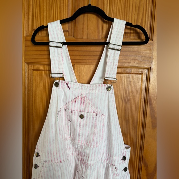 Faherty Topsail White and Pink Striped Overalls - Picture 6 of 11
